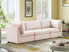 Meridian Furniture - Jacob 103" Pink Velvet Upholstered 3pc. Sofa - 649Pink-S103 - GreatFurnitureDeal