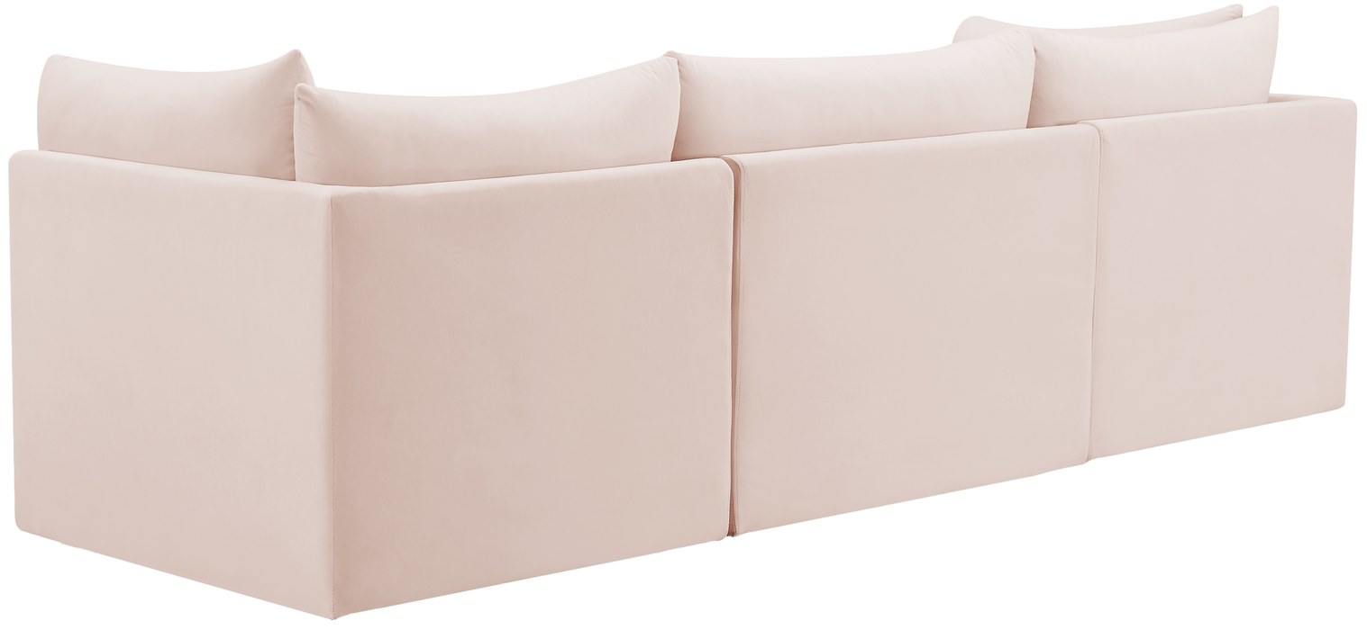 Meridian Furniture - Jacob 103" Pink Velvet Upholstered 3pc. Sofa - 649Pink-S103 - GreatFurnitureDeal