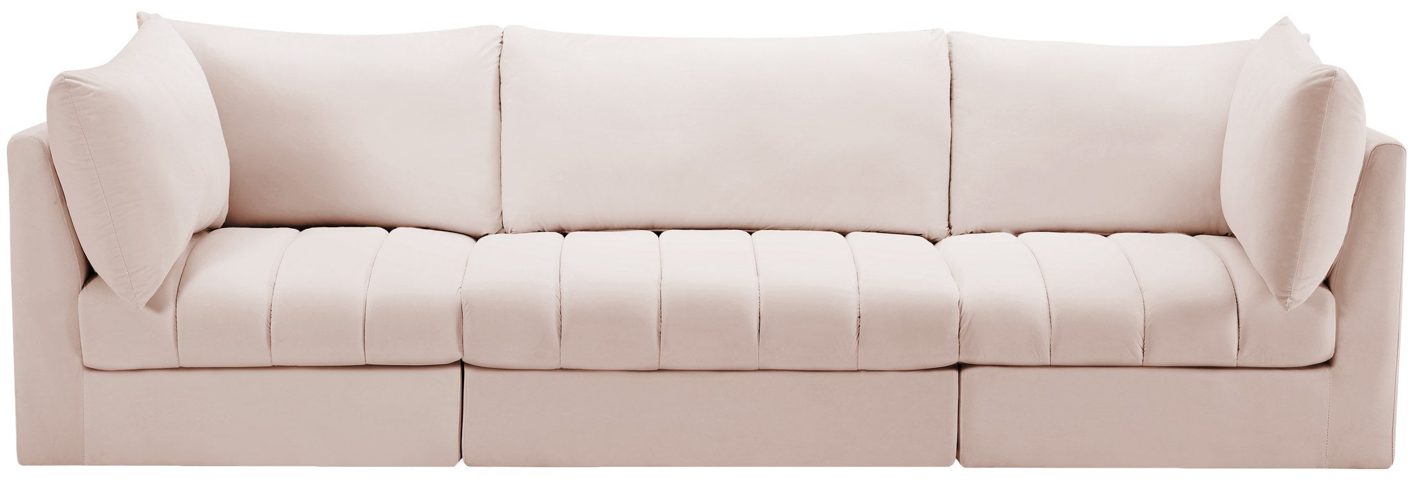 Meridian Furniture - Jacob 103" Pink Velvet Upholstered 3pc. Sofa - 649Pink-S103 - GreatFurnitureDeal