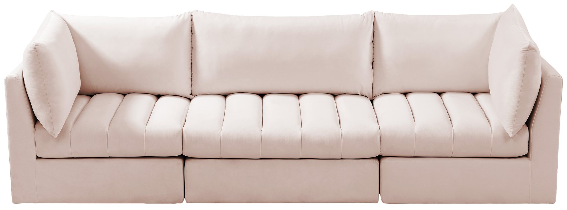 Meridian Furniture - Jacob 103" Pink Velvet Upholstered 3pc. Sofa - 649Pink-S103 - GreatFurnitureDeal
