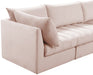 Meridian Furniture - Jacob 140" Pink Velvet Upholstered 5pc. Sectional - 649Pink-Sec5A - GreatFurnitureDeal