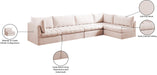 Meridian Furniture - Jacob 140" Pink Velvet Upholstered 5pc. Sectional - 649Pink-Sec5A - GreatFurnitureDeal