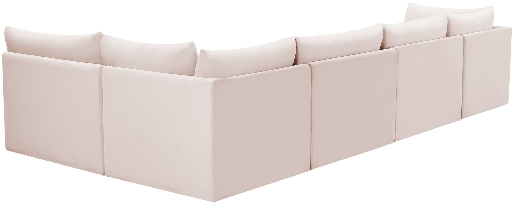 Meridian Furniture - Jacob 140" Pink Velvet Upholstered 5pc. Sectional - 649Pink-Sec5A - GreatFurnitureDeal