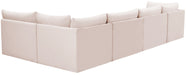 Meridian Furniture - Jacob 140" Pink Velvet Upholstered 5pc. Sectional - 649Pink-Sec5A - GreatFurnitureDeal