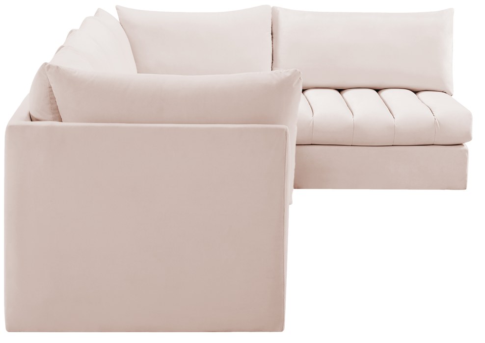 Meridian Furniture - Jacob 140" Pink Velvet Upholstered 5pc. Sectional - 649Pink-Sec5A - GreatFurnitureDeal