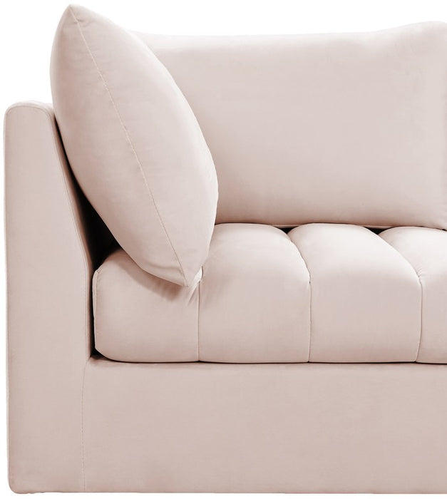 Meridian Furniture - Jacob 140" Pink Velvet Upholstered 5pc. Sectional - 649Pink-Sec5A - GreatFurnitureDeal