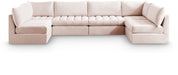 Meridian Furniture - Jacob 140" Pink Velvet Upholstered 6pc. Sectional - 649Pink-Sec6B - GreatFurnitureDeal