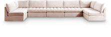 Meridian Furniture - Jacob 177" Pink Velvet Upholstered 7pc. Sectional - 649Pink-Sec7C - GreatFurnitureDeal