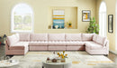 Meridian Furniture - Jacob 177" Pink Velvet Upholstered 7pc. Sectional - 649Pink-Sec7C - GreatFurnitureDeal