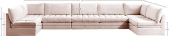 Meridian Furniture - Jacob 177" Pink Velvet Upholstered 7pc. Sectional - 649Pink-Sec7C - GreatFurnitureDeal