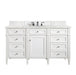 James Martin Furniture - Brittany 60" Single Vanity, Bright White w/ 3 CM Eternal Jasmine Pearl Quartz Top - 655-V60S-BW-3EJP - GreatFurnitureDeal