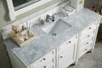 James Martin Furniture - Brittany 60" Single Vanity, Bright White w/ 3 CM Carrara Marble Top - 655-V60S-BW-3CAR - GreatFurnitureDeal