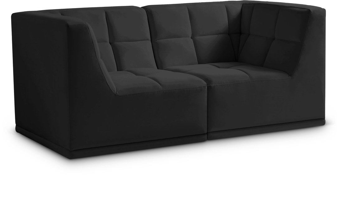 Meridian Furniture - Relax 68" Black Velvet Upholstered 2pc. Loveseat - 650Black-S68 - GreatFurnitureDeal