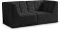 Meridian Furniture - Relax 68" Black Velvet Upholstered 2pc. Loveseat - 650Black-S68 - GreatFurnitureDeal
