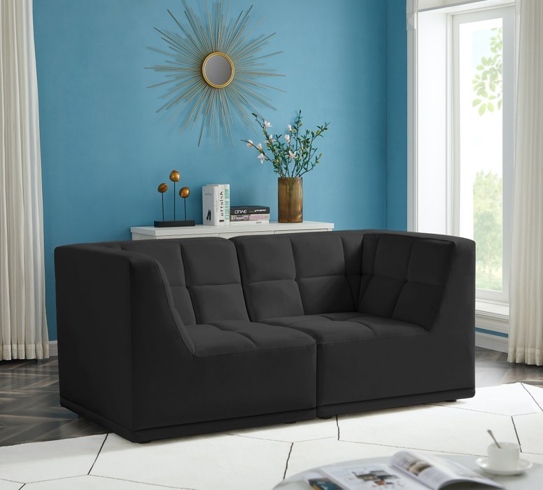 Meridian Furniture - Relax 68" Black Velvet Upholstered 2pc. Loveseat - 650Black-S68 - GreatFurnitureDeal