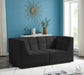Meridian Furniture - Relax 68" Black Velvet Upholstered 2pc. Loveseat - 650Black-S68 - GreatFurnitureDeal