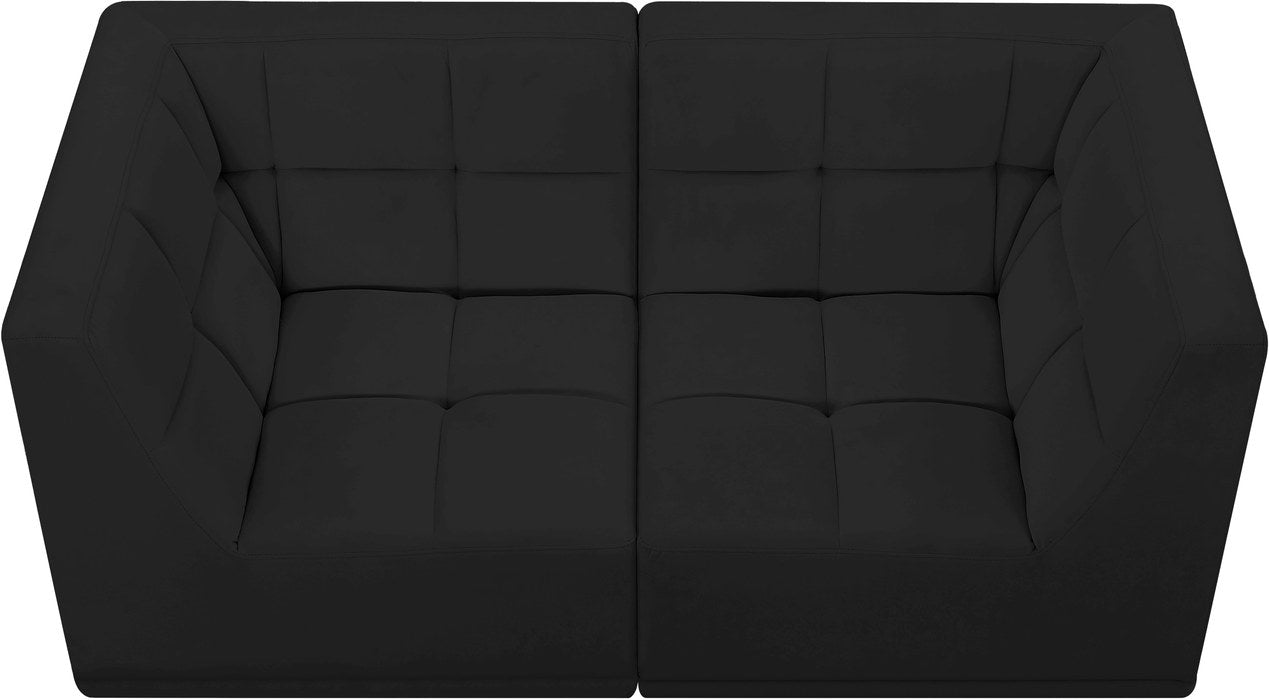 Meridian Furniture - Relax 68" Black Velvet Upholstered 2pc. Loveseat - 650Black-S68 - GreatFurnitureDeal