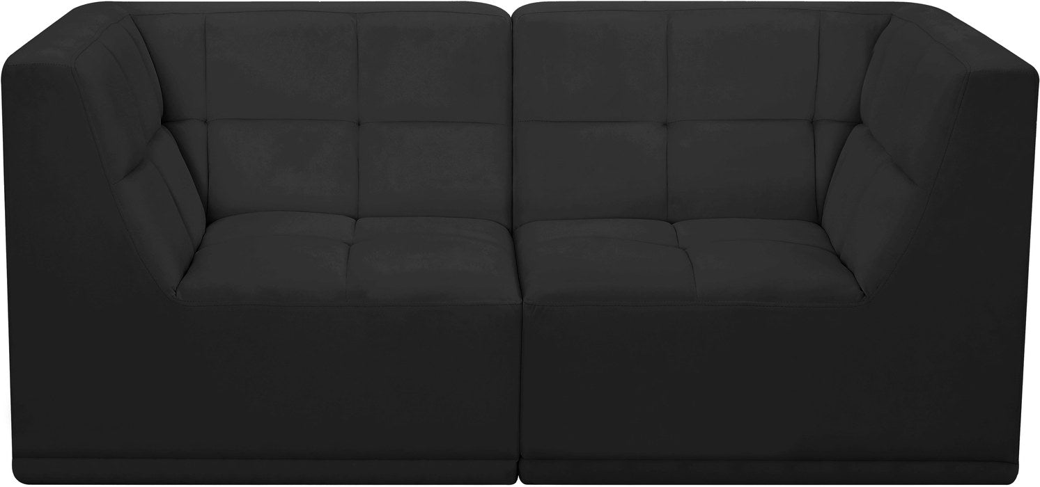 Meridian Furniture - Relax 68" Black Velvet Upholstered 2pc. Loveseat - 650Black-S68 - GreatFurnitureDeal