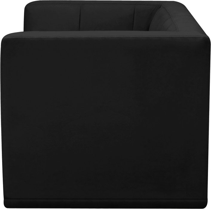 Meridian Furniture - Relax 68" Black Velvet Upholstered 2pc. Loveseat - 650Black-S68 - GreatFurnitureDeal