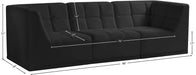 Meridian Furniture - Relax 98" Black Velvet Upholstered 3pc. Sofa - 650Black-S98 - GreatFurnitureDeal