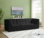 Meridian Furniture - Relax 98" Black Velvet Upholstered 3pc. Sofa - 650Black-S98 - GreatFurnitureDeal