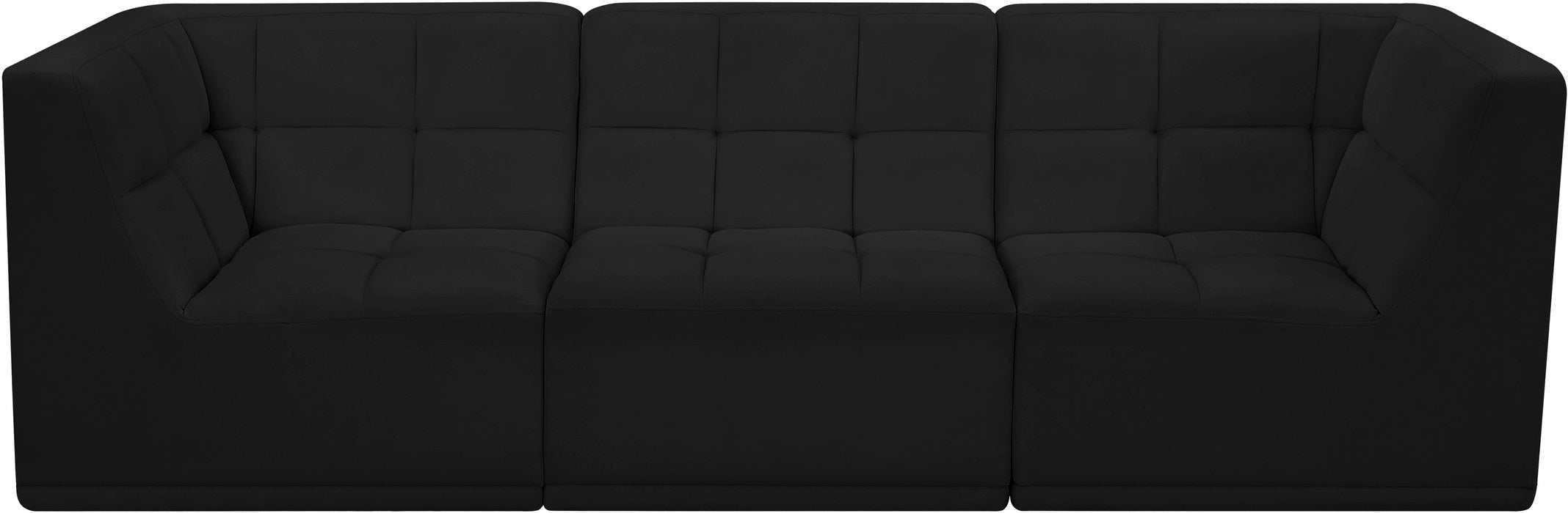 Meridian Furniture - Relax 98" Black Velvet Upholstered 3pc. Sofa - 650Black-S98 - GreatFurnitureDeal
