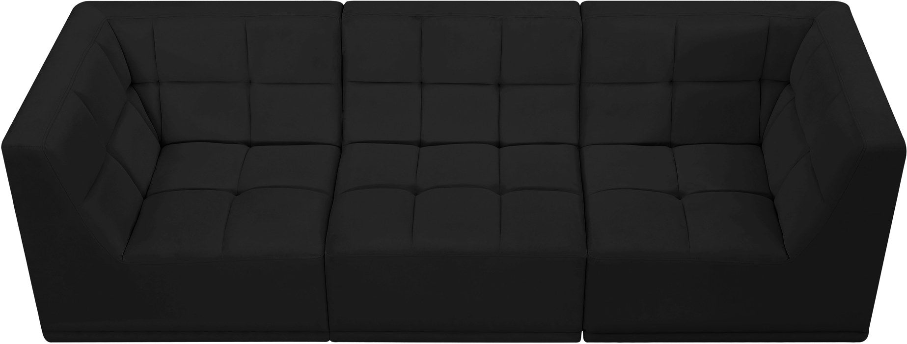 Meridian Furniture - Relax 98" Black Velvet Upholstered 3pc. Sofa - 650Black-S98 - GreatFurnitureDeal