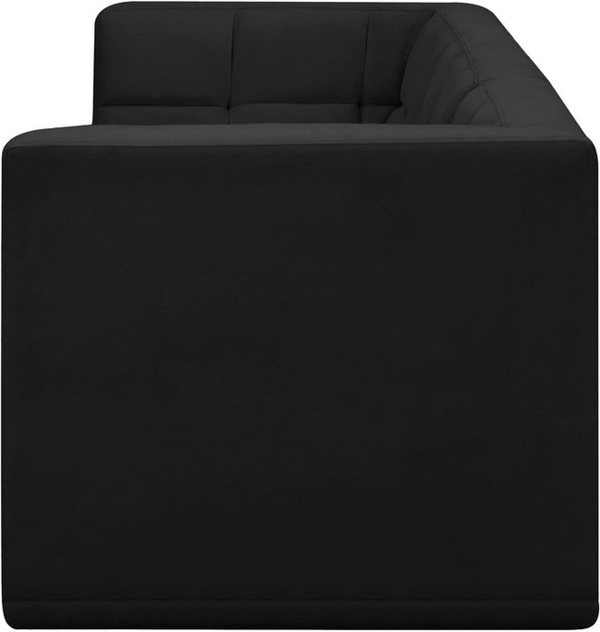 Meridian Furniture - Relax 98" Black Velvet Upholstered 3pc. Sofa - 650Black-S98 - GreatFurnitureDeal
