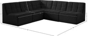 Meridian Furniture - Relax 94" Black Velvet Upholstered 5pc. Sectional - 650Black-Sec5C - GreatFurnitureDeal