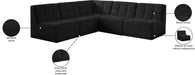Meridian Furniture - Relax 94" Black Velvet Upholstered 5pc. Sectional - 650Black-Sec5C - GreatFurnitureDeal