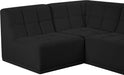 Meridian Furniture - Relax 94" Black Velvet Upholstered 5pc. Sectional - 650Black-Sec5C - GreatFurnitureDeal