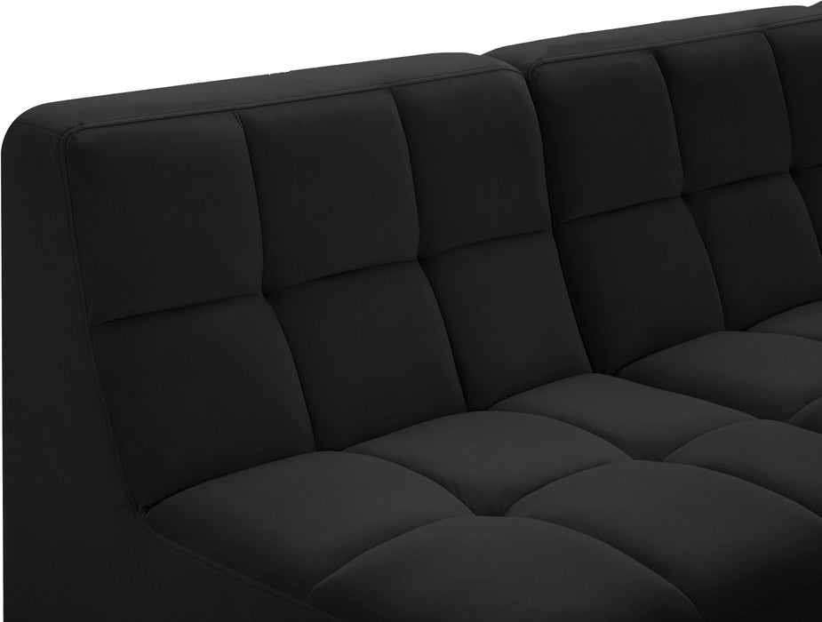 Meridian Furniture - Relax 94" Black Velvet Upholstered 5pc. Sectional - 650Black-Sec5C - GreatFurnitureDeal