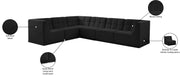 Meridian Furniture - Relax 128" Black Velvet Upholstered 6pc. Sectional - 650Black-Sec6A - GreatFurnitureDeal