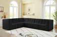 Meridian Furniture - Relax 128" Black Velvet Upholstered 6pc. Sectional - 650Black-Sec6A - GreatFurnitureDeal