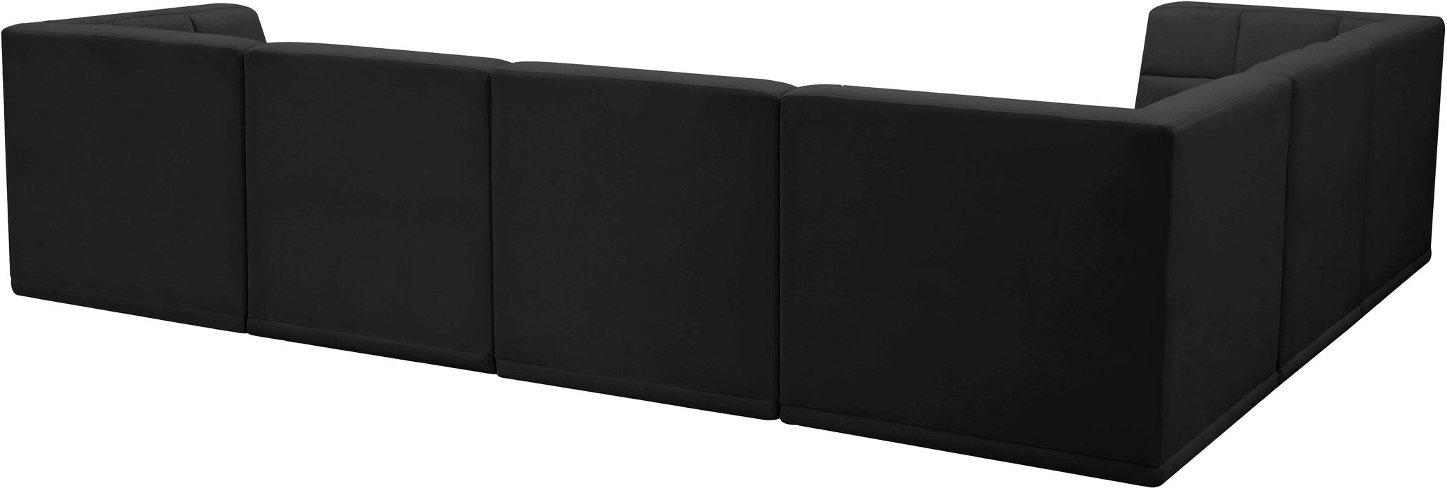 Meridian Furniture - Relax 128" Black Velvet Upholstered 6pc. Sectional - 650Black-Sec6A - GreatFurnitureDeal