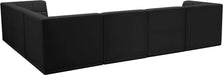Meridian Furniture - Relax 128" Black Velvet Upholstered 6pc. Sectional - 650Black-Sec6A - GreatFurnitureDeal
