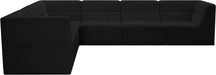 Meridian Furniture - Relax 128" Black Velvet Upholstered 6pc. Sectional - 650Black-Sec6A - GreatFurnitureDeal