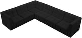 Meridian Furniture - Relax 128" Black Velvet Upholstered 6pc. Sectional - 650Black-Sec6A - GreatFurnitureDeal