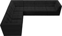 Meridian Furniture - Relax 128" Black Velvet Upholstered 6pc. Sectional - 650Black-Sec6A - GreatFurnitureDeal