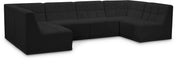 Meridian Furniture - Relax 128" Black Velvet Upholstered 6pc. Sectional - 650Black-Sec6B - GreatFurnitureDeal