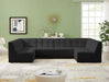 Meridian Furniture - Relax 128" Black Velvet Upholstered 6pc. Sectional - 650Black-Sec6B - GreatFurnitureDeal