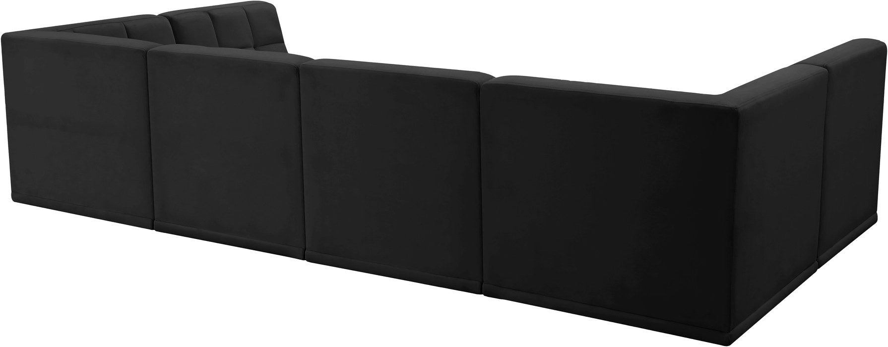 Meridian Furniture - Relax 128" Black Velvet Upholstered 6pc. Sectional - 650Black-Sec6B - GreatFurnitureDeal