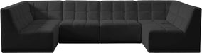 Meridian Furniture - Relax 128" Black Velvet Upholstered 6pc. Sectional - 650Black-Sec6B - GreatFurnitureDeal