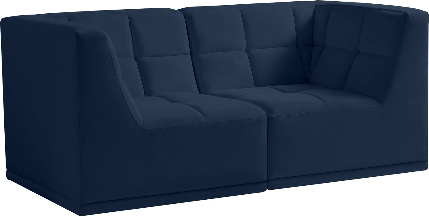 Meridian Furniture - Relax 68" Navy Velvet Upholstered 2pc. Loveseat - 650Navy-S68 - GreatFurnitureDeal