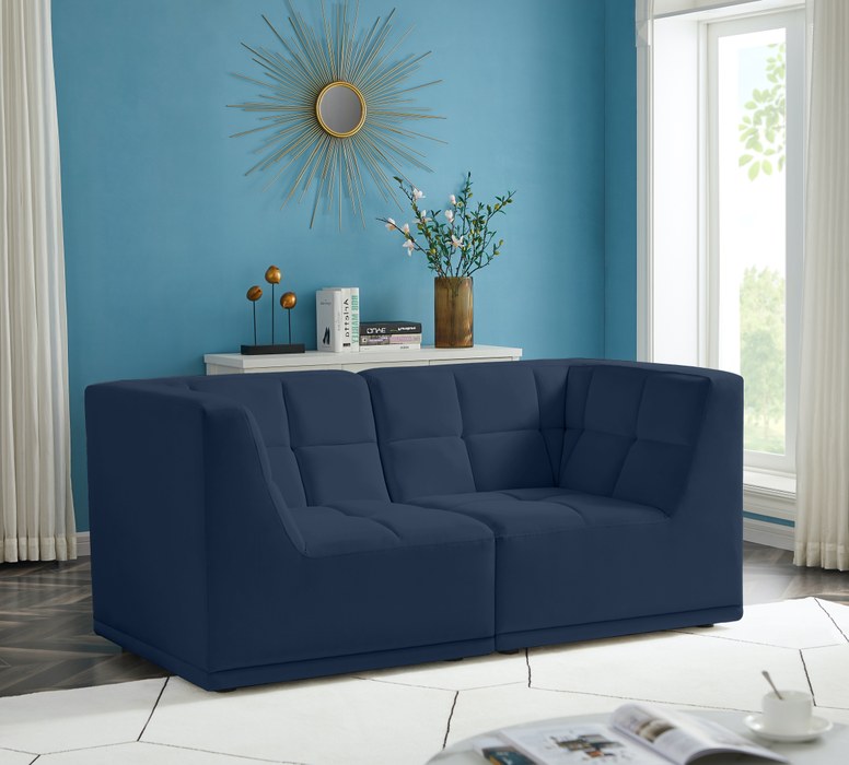 Meridian Furniture - Relax 68" Navy Velvet Upholstered 2pc. Loveseat - 650Navy-S68 - GreatFurnitureDeal