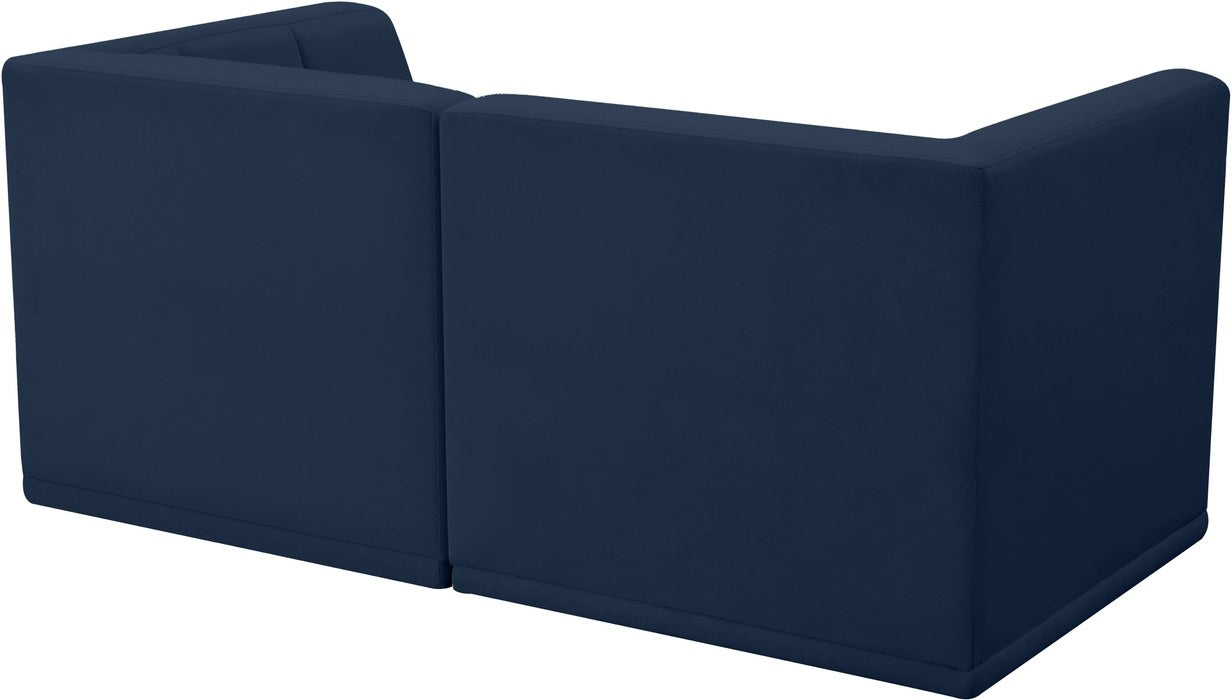 Meridian Furniture - Relax 68" Navy Velvet Upholstered 2pc. Loveseat - 650Navy-S68 - GreatFurnitureDeal