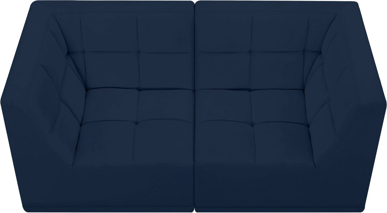 Meridian Furniture - Relax 68" Navy Velvet Upholstered 2pc. Loveseat - 650Navy-S68 - GreatFurnitureDeal