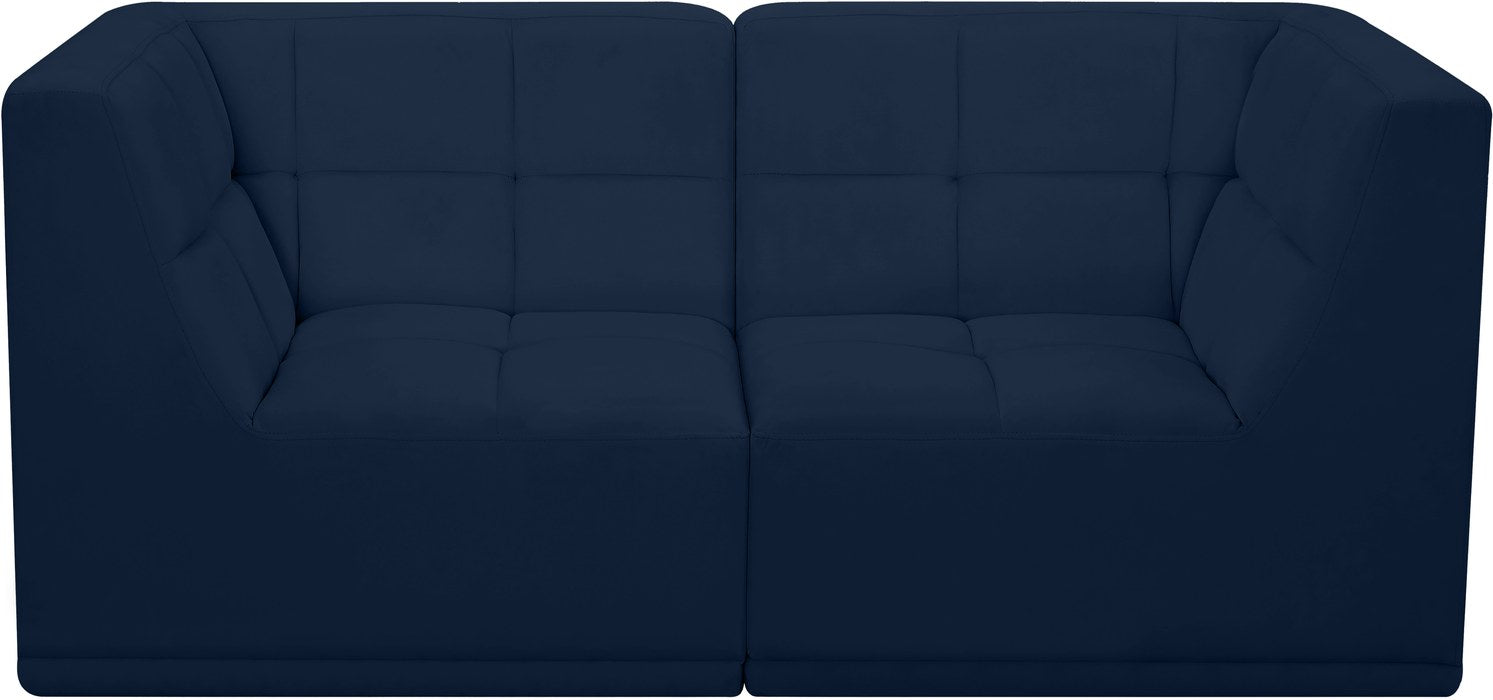 Meridian Furniture - Relax 68" Navy Velvet Upholstered 2pc. Loveseat - 650Navy-S68 - GreatFurnitureDeal
