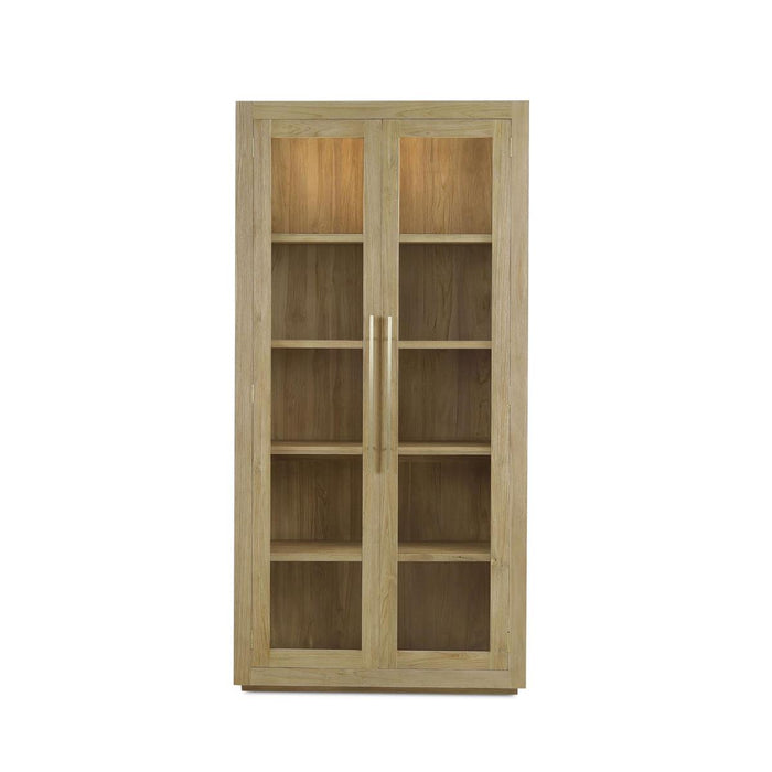 Bramble - Tuscan Rustic Distressed Display Cabinet w/ LED - Teak - BR-65291