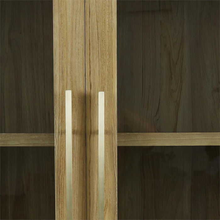 Bramble - Tuscan Rustic Distressed Display Cabinet w/ LED - Teak - BR-65291
